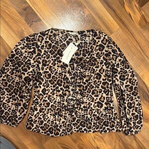 Sim & Sam‎ leopard print tie top side medium women